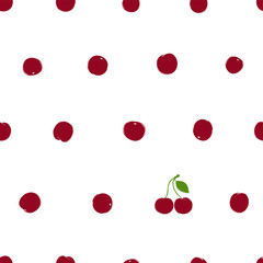 Seamless Pattern With Cherry Berries.