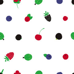 Colorful Seamless Pattern With Berries.