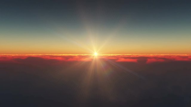 fly above clouds sunset 4k