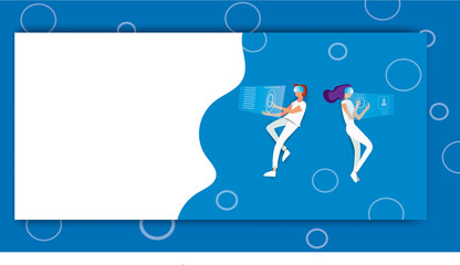 augmented reality concept banner with character. Can use for web banner, infographics, hero images. Flat isometric vector illustration isolated on white background.