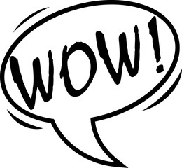 Inscription Wow word and Speech balloon.