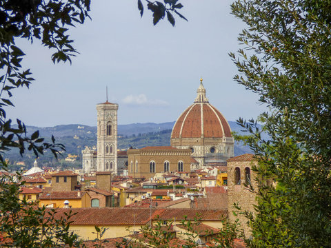 View Of Florence Italy, From A Hill Overlooking The City