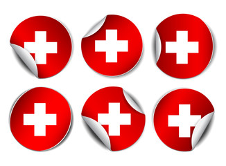 Obraz premium Set of Bright sticker with flag of Swiss