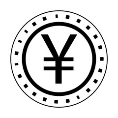 Yen coin money symbol isolated