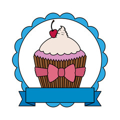 lace with sweet delicious cupcake pastry icon