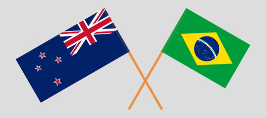 Crossed New Zealand and Brazilian flags