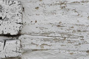 Neutral tone - plastered white wooden wall. Texture background image