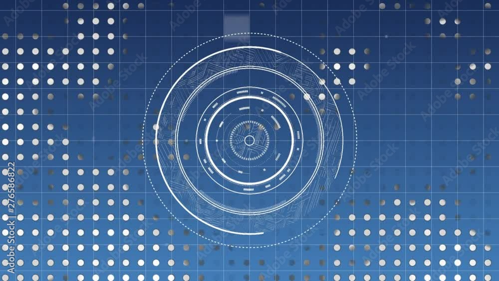 Poster lens with a background of sequenced dots