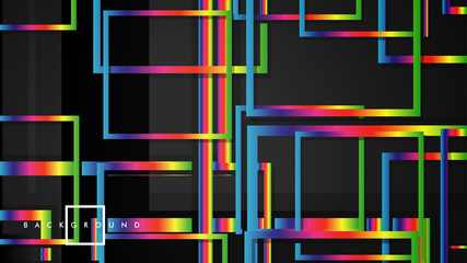 Vector Modern Abstract Squares Backgrounds . with a black and rainbow color gradient. eps 10 template
