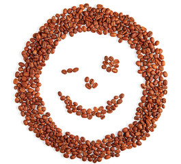 Coffee beans face with smile and wink
