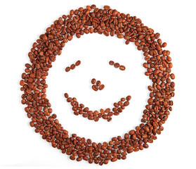 Coffee beans face with smile and squint