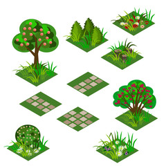 Garden or farm isometric tile set
