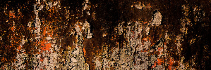 surface of the old sheet metal covered with corrosion and rust.