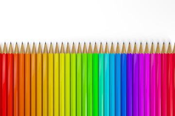 3d render of many colorful pencils