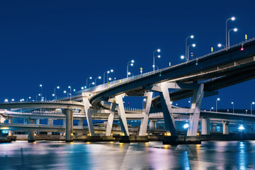 Fototapeta premium 仁保ジャンクションの夜景 -広島県広島市南区-