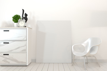 mock up poster granite cabinet and frame.3d rendering