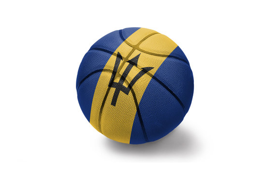 basketball ball with the national flag of barbados on the white background
