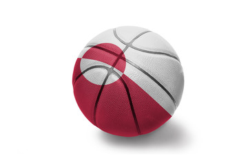 basketball ball with the national flag of greenland on the white background