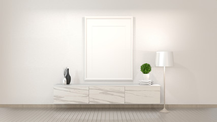 Fototapeta na wymiar Mock up granite cabinet in modern zen empty room,minimal designs. 3d rendering