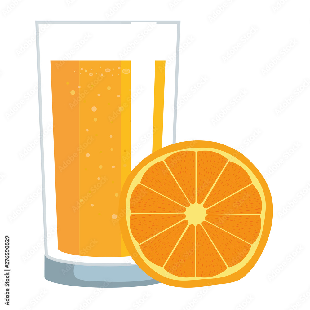 Poster orange juice citrus fruit with glass