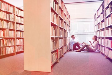 Students at university library