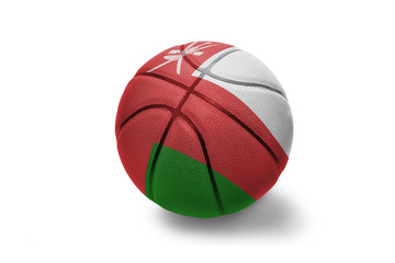 basketball ball with the national flag of oman on the white background