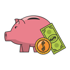 Piggy money savings and investment symbols