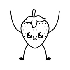 delicious strawberry fruit kawaii character