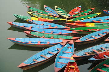 Fototapeta na wymiar The boats of Pokhara Lake