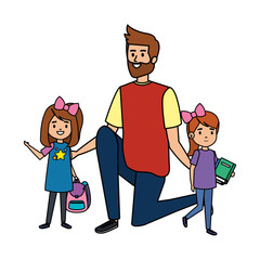 happy students girls with male teacher