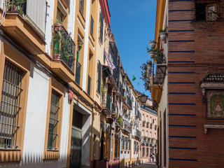 Obraz premium Picturesque street in Triana district of Seville, Spain, Andalucia