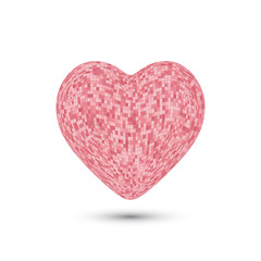 Polygonal heart. Pink mosaic. Virtual love. Love the Internet.