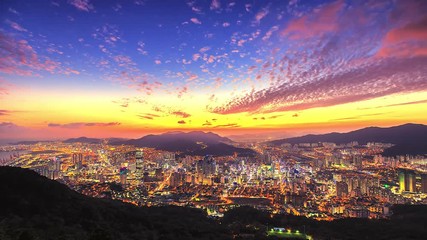 4K.Time lapse View sunset of Busan city cityscape South Korea - Powered by Adobe