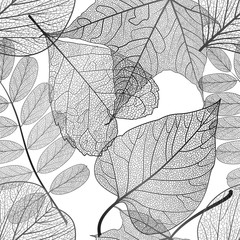 Seamless pattern with leaves. Vector illustration.