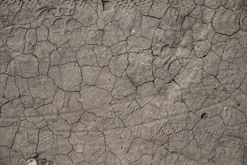 The texture of the cracks on the dry land during a drought