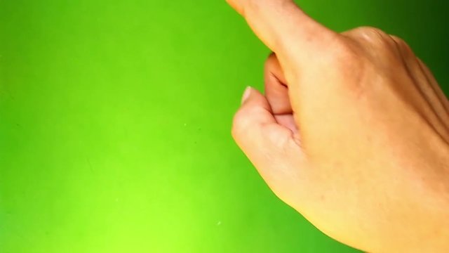 Hand gestures. Touchscreen. Men hand showing multitouch gestures in green screen