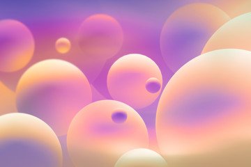 Abstract spheres colored with yellow blue magenta gradient