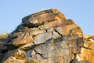Texture large granite rock made of stones - stone background