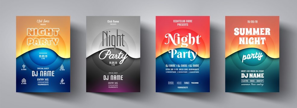 Party flyer,poster template.Abstract background design banner for music night club,disco club,dance event,invitation,dj card,holiday,celebration,entertainment,show,concert.Modern vector illustration.