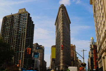 Flatiron Building view August 25, 2018, New York, USA. The Flatiron building, designed by Chicago by Daniel Burnham, skyscrapers. - Powered by Adobe