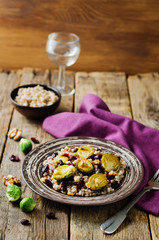 Roasted Brussels sprouts dried cranberries walnuts barley salad