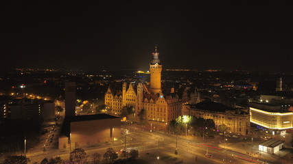 Fototapeta na wymiar Leipzig - Town Hall at night