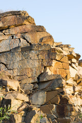 Texture large granite rock made of stones - stone background