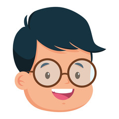 happy boy face on white background