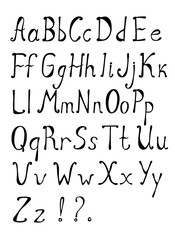 Vector decorative font. Latin alphabet of vintage outline letters.