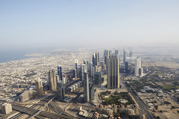 Aerial view of the City; Burj Khalifa;At The Top;Dubai; United Arab Emirates