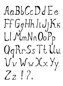 Vector decorative font. Latin alphabet of vintage outline letters.