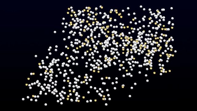White and golden colored spheres shaped as microphone appear and disappear on black and dark blue background. Kit 2 in 1 + Luma matte. 3D rendering.