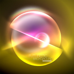 Blurred neon glowing round shapes, abstract circles and lights