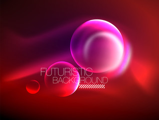 Blurred neon glowing round shapes, abstract circles and lights